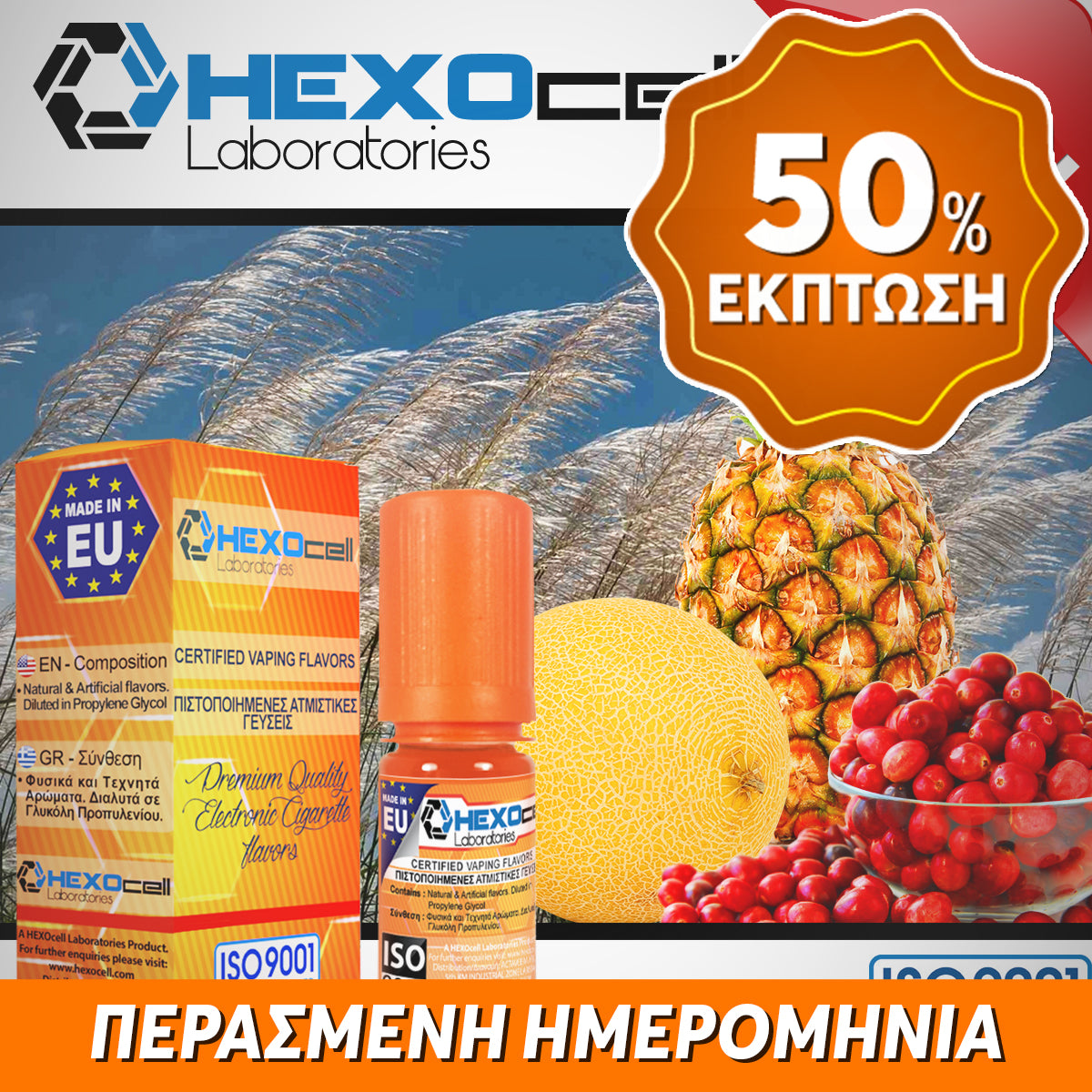 D.I.Y. - ΑΡΩΜΑ - HEXOCELL 10ML - BREEZE (ΠΕΠΟΝΙ, ΑΝΑΝΑΣ & ΚΡΑΝΜΠΕΡΙ) - 15% ** ΠΕΡΑΣΜΕΝΗ ΗΜΕΡΟΜΗΝΙΑ **