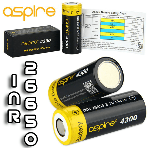 ΜΠΑΤΑΡΙΑ - 26650 INR ASPIRE HIGH DRAIN 40A 4300mA