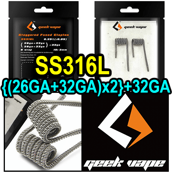 2x GEEK VAPE STAGGERED FUSED CLAPTON COILS -  - 0.25  FASTVAPE