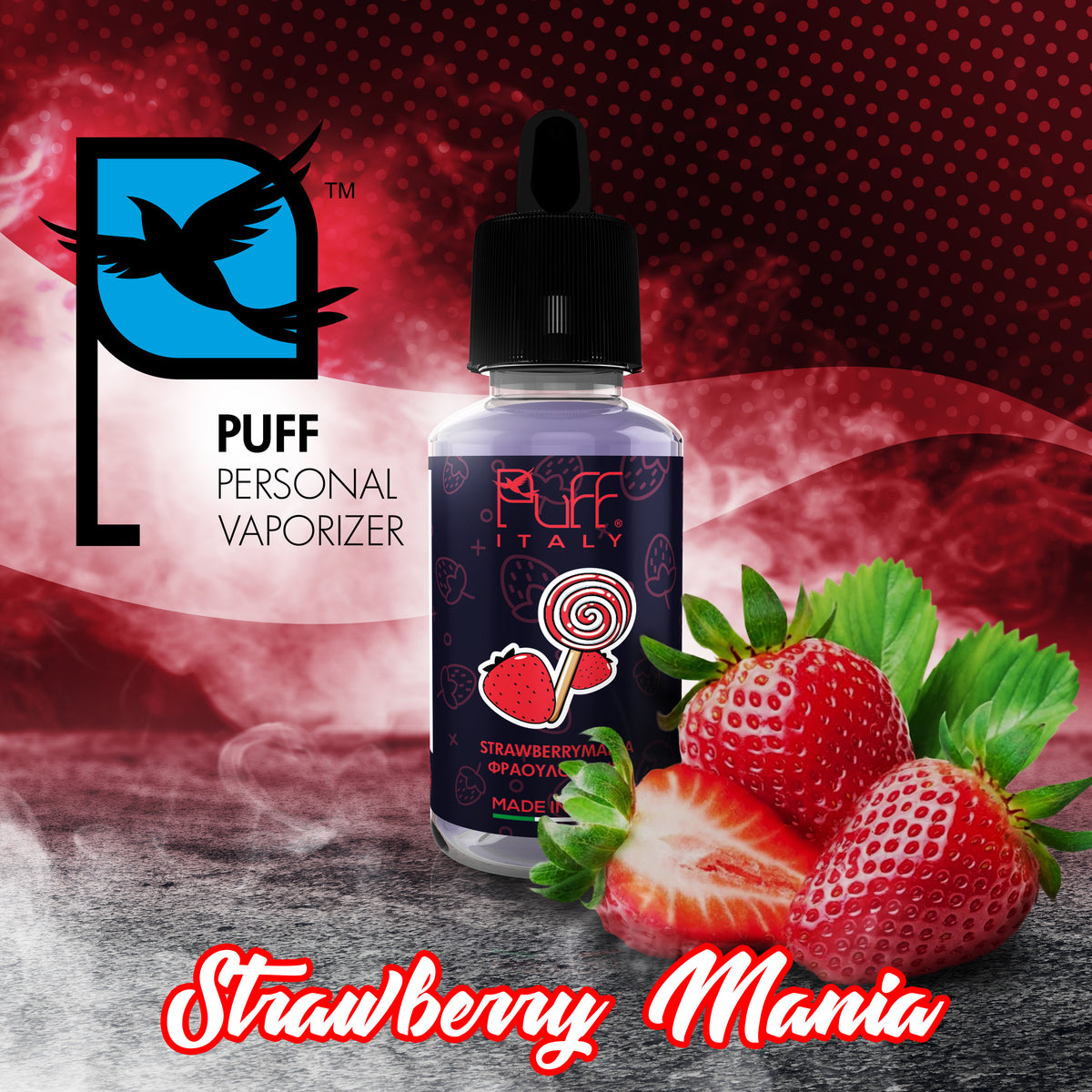 PUFF ITALY MIX-SHAKE-VAPE - 40/50ML - STRAWBERRY MANIA (ΦΡΕΣΚΙΕΣ ΦΡΑΟΥΛΕΣ) ** ΠΕΡΑΣΜΕΝΗ ΗΜΕΡΟΜΗΝΙΑ **