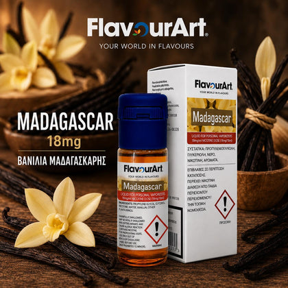 ELIQUID - 10ML - FLAVOURART ITALY 18mg - MADAGASCAR ( ΒΑΝΙΛΙΑ ΜΑΔΑΓΑΣΚΑΡΗΣ )