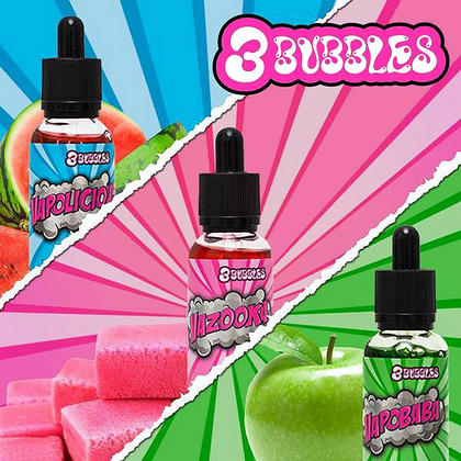 3BUBBLES - 30ML VAPOBABA 70% VG (ΤΣΙΧΛΟΦΟΥΣΚΑ ΜΠΑΖΟΥΚΑ & ΠΡΑΣΙΝΟ ΜΗΛΟ)