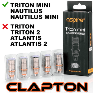 ΑΤΜΟΠΟΙΗΤΗΣ - 1x ΚΕΦΑΛΗ ASPIRE TRITON MINI 2 / NAUTILUS BVC ( 1.8 ohm ) ** CLAPTON **
