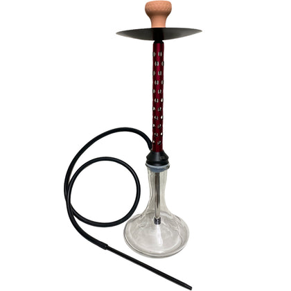 SHISHA - ΝΑΡΓΙΛΕΣ - HOK61 ΓΥΑΛΙΝΟΣ ΜΕ ΚΕΡΑΜΙΚΗ ΒΑΣΗ ΚΑΙ ΣΩΛΗΝΑ ΑΛΟΥΜΙΝΙΟΥ 73cm ΜΟΝΟΣ ( RED / KOKKINO )