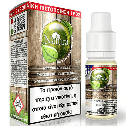 ELIQUID - 10ML - NATURA by HEXOCELL - LATTAKIA 18mg (ΦΗΜΙΣΜΕΝΗ ΠΟΙΚΙΛΙΑ ΣΤΡΙΦΤΟΥ ΚΑΠΝΟΥ ΑΠΟ ΤΗ ΛΑΤΑΚΙΑ ΤΗΣ ΣΥΡΙΑΣ) * TPD GREECE *