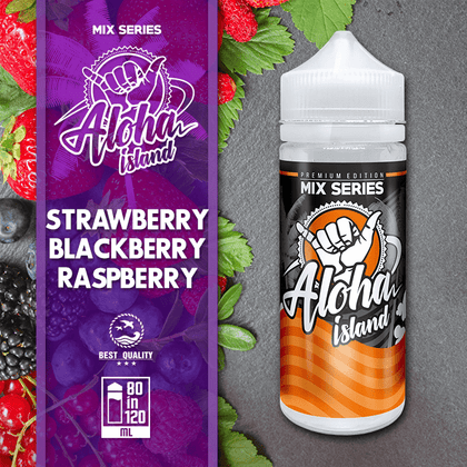 ALOHA ISLAND MIX-SHAKE-VAPE - 80/120ML - STRAWBERRY, BLACKBERRY & RASPBERRY (ΦΡΑΟΥΛΑ-ΒΑΤΟΜΟΥΡΟ-ΣΜΕΟΥΡΟ)