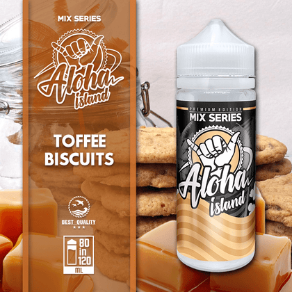 ALOHA ISLAND MIX-SHAKE-VAPE - 80/120ML - TOFFEE BISCUITS (ΜΠΙΣΚΟΤΑ ΜΕ ΚΑΡΑΜΕΛΑ)