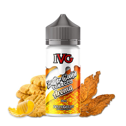 MIX & SHAKE - IVG 36/120ML BUTTER COOKIE TOBACCO (ΜΠΙΣΚΟΤΟ ΒΟΥΤΥΡΟΥ/ΚΑΠΝΟΣ/ΞΗΡΟΙ ΚΑΡΠΟΙ)