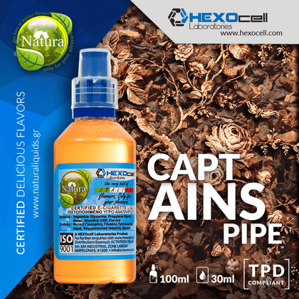 MIX & SHAKE - NATURA 30/60ML - CAPTAINS PIPE (ΚΑΠΝΟΣ ΠΙΠΑΣ ΜΕΤΡΙΑΣ ΕΝΤΑΣΗΣ)