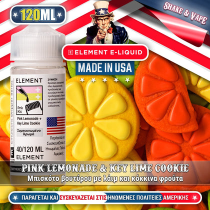 ELEMENT MIX-SHAKE-VAPE - 40/120ML – PINK LEMONADE & KEY LIME COOKIE (ΜΠΙΣΚΟΤΟ ΒΟΥΤΥΡΟΥ ΜΕ ΛΑΙΜ, ΚΟΚΚΙΝΑ ΦΡΟΥΤΑ)