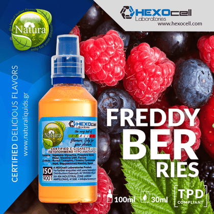 MIX & SHAKE - NATURA 30/60ML - FREDDY BERRIES (ΚΛΑΣΙΚΑ ΚΑΙ ΣΠΑΝΙΑ ΜΟΥΡΑ ΜΕ ΜΕΝΤΑ)