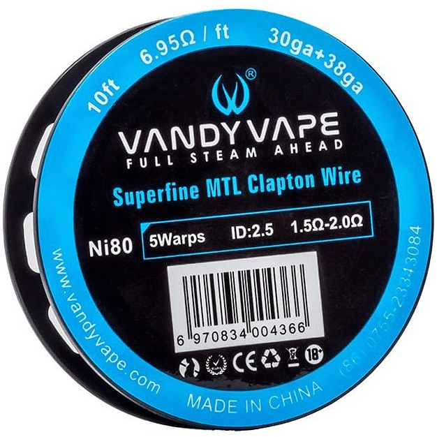 VANDY VAPE SUPERFINE MTL CLAPTON Ni80 30GA + 38GA ΣΥΡΜΑ (3M)