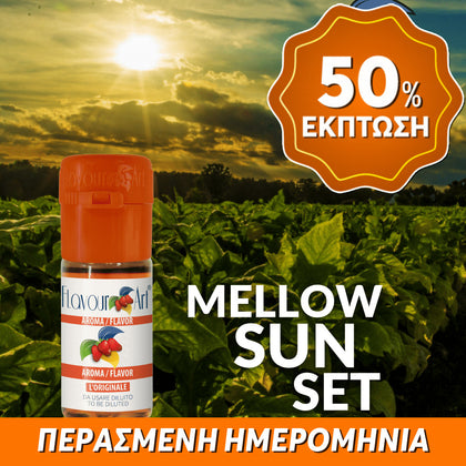 D.I.Y. - ΑΡΩΜΑ - 10ML - FLAVOURART ITALY - MELLOW SUNSET - ΠΙΚΑΝΤΙΚΟΣ ΚΑΠΝΟΣ & ΑΠΑΛΗ ΓΛΥΚΟΡΙΖΑ - 3.5% ** ΠΕΡΑΣΜΕΝΗ ΗΜΕΡΟΜΗΝΙΑ **