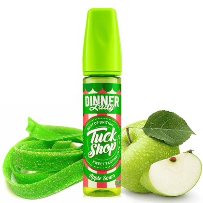 DINNER LADY TUCK SHOP MIX-SHAKE-VAPE - 20/60ML - APPLE SOURS (ΠΡΑΣΙΝΟ ΜΗΛΟ & ΟΞΙΝΑ ΖΑΧΑΡΩΤΑ)