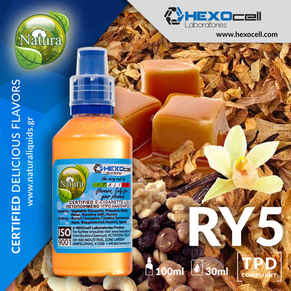 MIX & SHAKE - NATURA 30/60ML - RY5 TOBACCO (ΚΑΠΝΟΣ, ΒΑΝΙΛΙΑ, ΚΑΡΑΜΕΛΑ & ΚΑΒΟΥΡΔΙΣΜΕΝΟΙ ΞΗΡΟΙ ΚΑΡΠΟΙ)