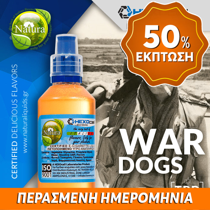 MIX & SHAKE - NATURA 30/60ML - WAR DOGS (ΑΠΑΛΟΣ ΚΑΙ ΓΛΥΚΟΣ ΚΑΠΝΟΣ ΜΕ ΦΥΣΙΚΑ ΚΑΠΝΙΚΑ ΣΑΚΧΑΡΑ) ** ΠΕΡΑΣΜΕΝΗ ΗΜΕΡΟΜΗΝΙΑ **